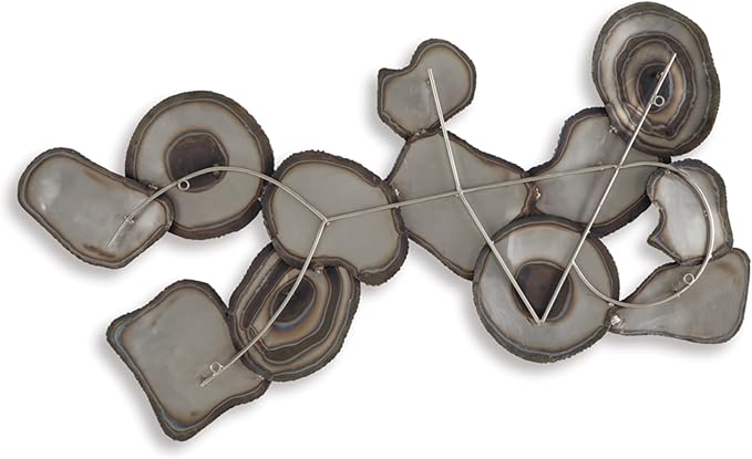 Signature Design by Ashley Worthman Contemporary Metal Abstract Wall Decor 40 x 20 Inches, Dark Brown & Light Gray