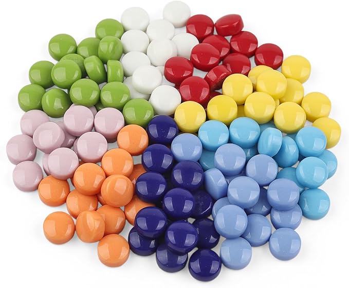 Artspac Round Glass Mosaic Tiles for Crafts Bulk, 200g Mosaic Glass Pieces,Stained Mosaic Craft Supplies for Garden Christmas Ornaments,Mosaic DIY Art Kit