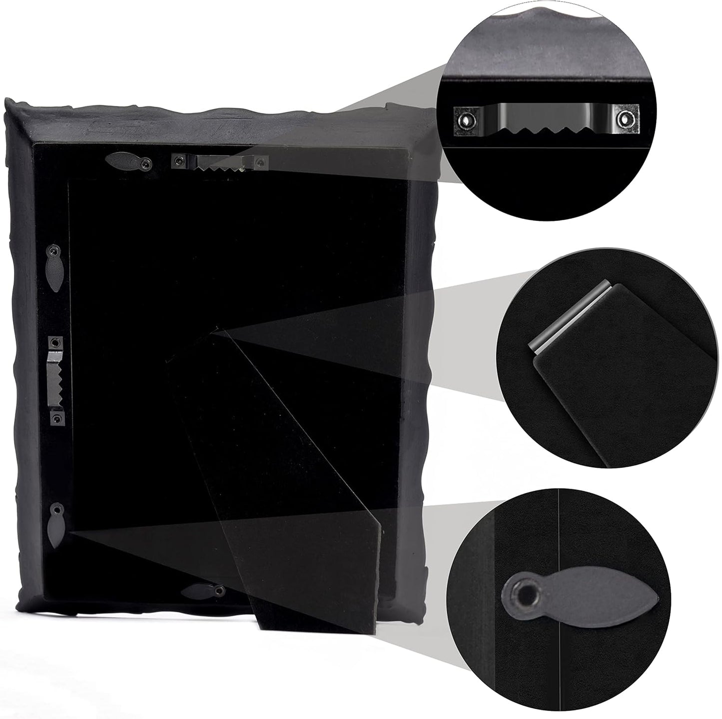 5x7 Vintage Picture Frame with Embossed Flower Design, Black Ornate Frame for 5x7 Pictures, Hand-Crafted Resin Antique Frames for Tabletop & Wall Hanging, Home Decor (Black)