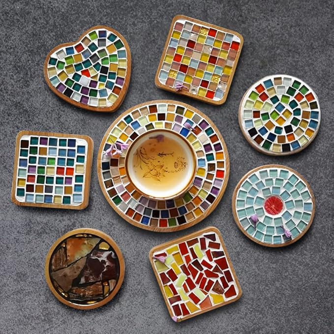 1.5lb Mosaic Tiles Assorted Iridescent Crystal Mosaic Tiles for Crafts, Glass Mosaic Pieces Set with Box 680g DIY Picture Frames Handmade Jewelry Art Decoration Gifts (Multi Colors Set)