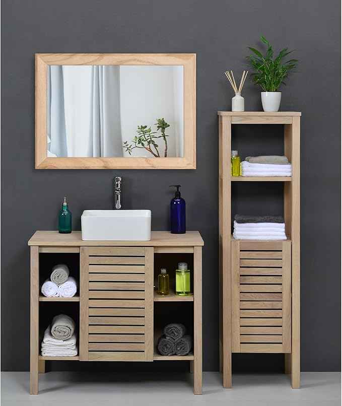 AAZZKANG Rustic Mirrors for Wall Rectangle Wood Frame Mirror Decorative for Farmhouse Bedroom Bathroom Living Room Large 20"x16"