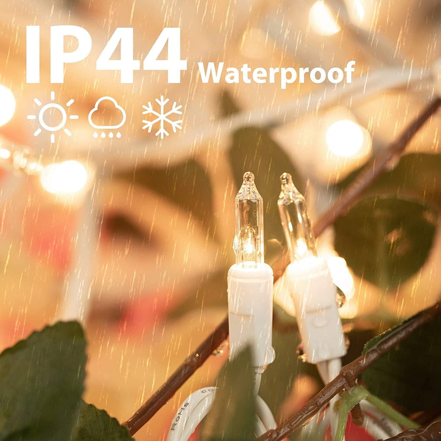 Brightown Christmas String Lights 2 Pack Clear Warm White Mini Lights Plug Powered Waterproof for Indoor and Outdoor Use, 25 Feet for Christmas Tree Party, Wedding Holiday Patio Xmas Decorations