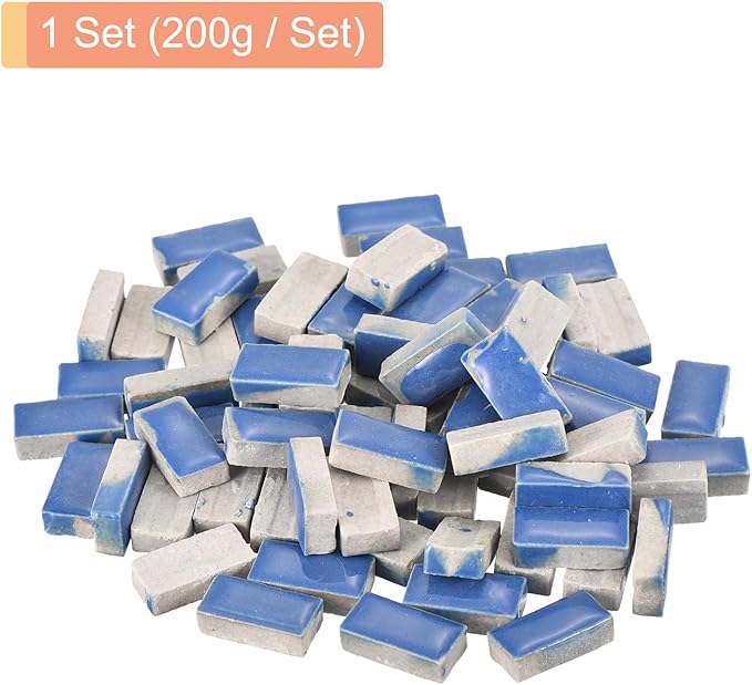 MECCANIXITY 200g Ceramic Mosaic Tiles for Crafts Bulk, Rectangle Blue Ceramic Tiles for Mosaic Kits Garden Stepping Stone Cup Mat