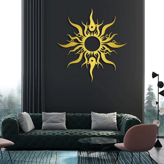Hotuijxca Metal Wacky Sun Wall Art, Wacky Sun Metal Decor for Livingroom, Bedroom (Gold, 28"x27"/70x67cm, metal wall art)