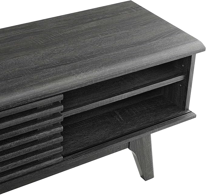 Modway Render Mid-Century Modern Low Profile 70 Inch Media Console TV Stand in Charcoal, 70"