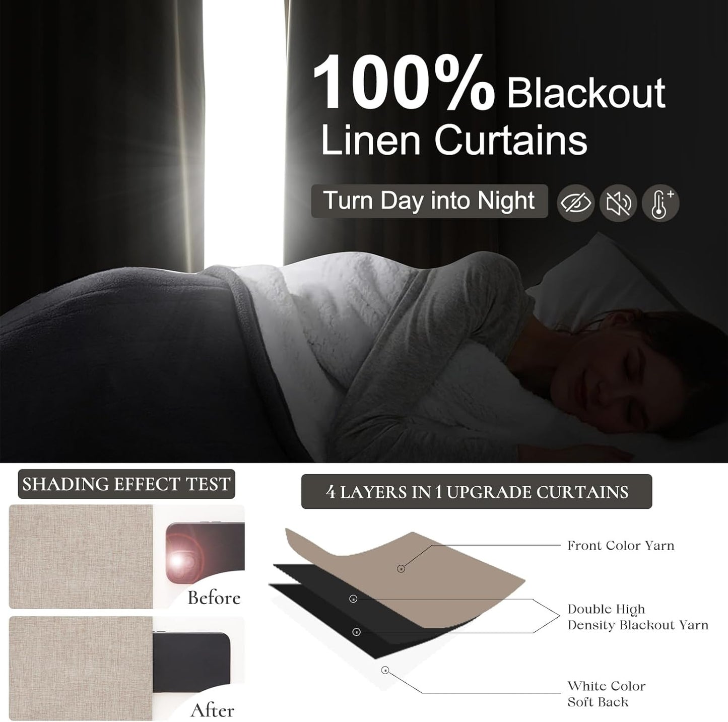 Extra Long Blackout Curtains for 10 Foot High Living Room Large Window Pinch Pleated Linen Look Drapes 120 Inches Long 2 Panels Set Noise Cancelling Thermal Light Blocking Farmhouse Luxury