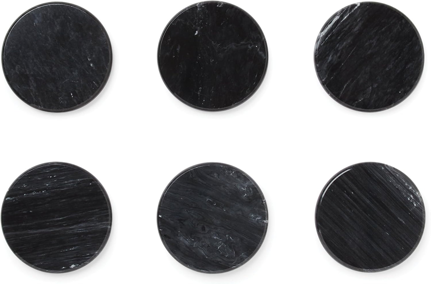 Fox Run Natural Polished Marble Coasters, Set of 6 Black Coasters