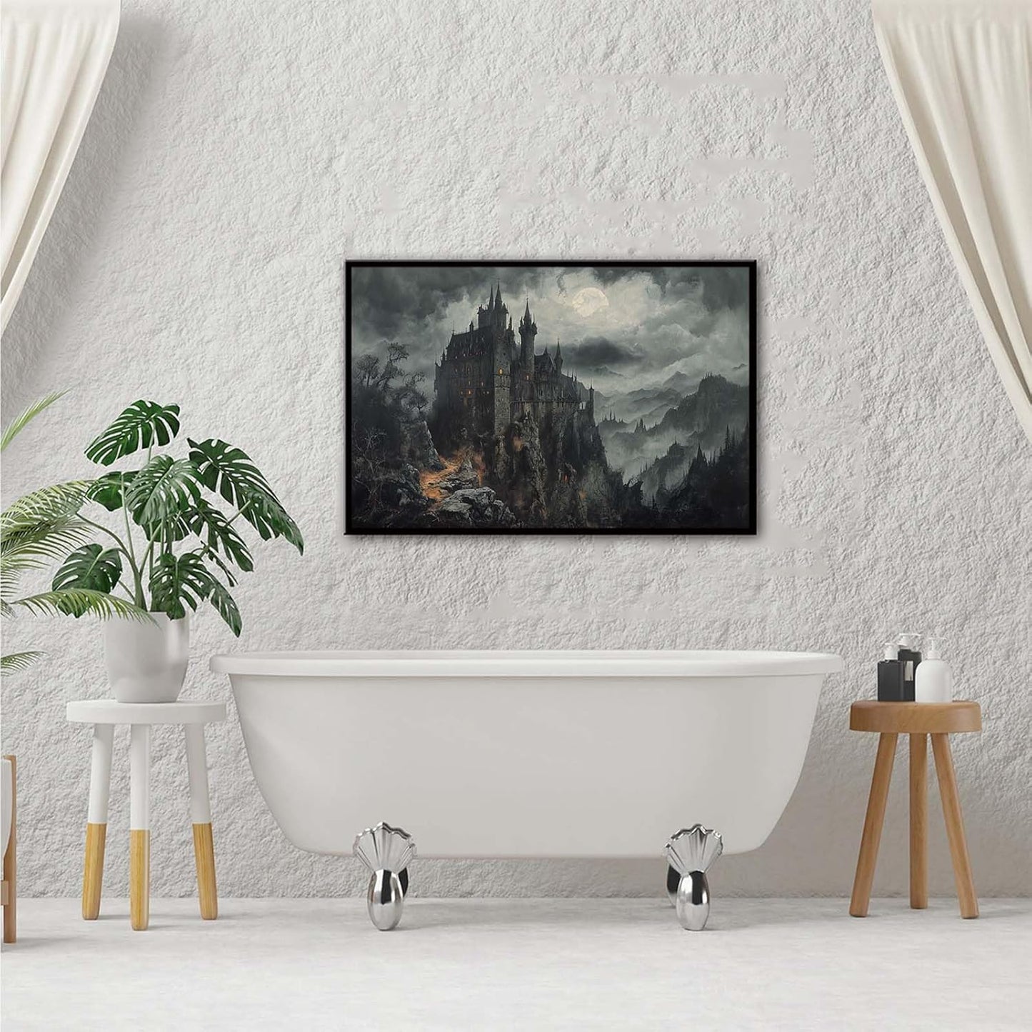 JFHCQJPK Vintage Castle Poster Dark Academy Victorian Gothic Castle Wall Art Poster Moody Mystical Art Print Suitable for Home Living Room Bedroom12x16in Metal blackFramed