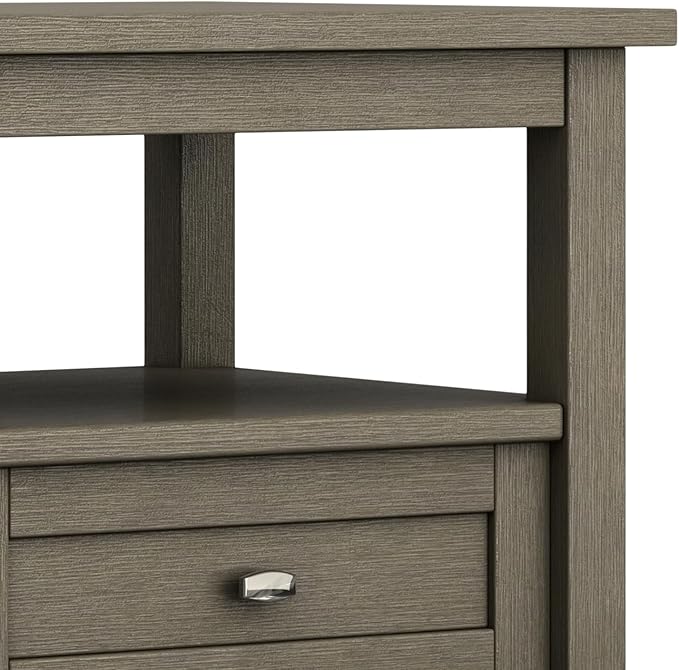 SIMPLIHOME Warm Shaker End Table - 20 inch Wide Solid Wood Side Table in Farmhouse Grey, Transitional Accent Table for Living Room or Bedroom with Drawer, Open Shelf and Square Tapered Legs