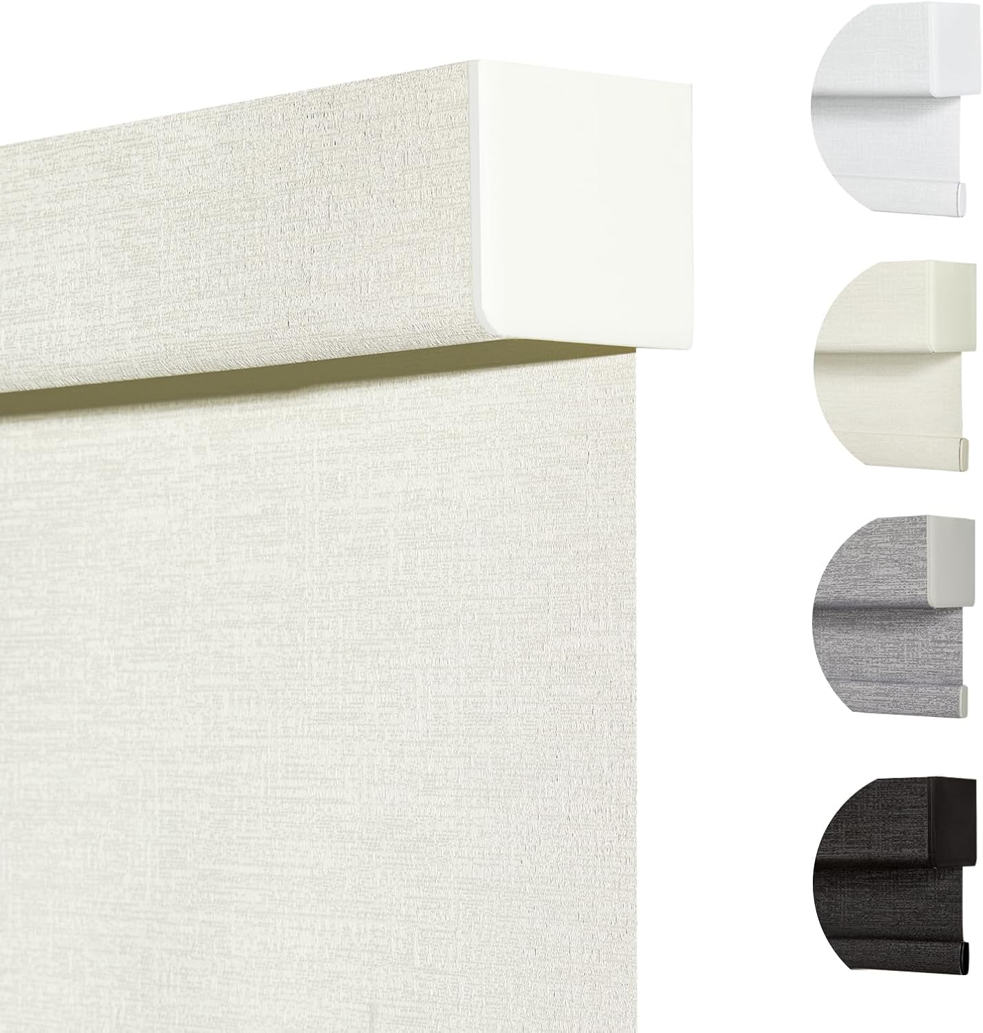 Persilux Blackout Shades for Windows Cordless Roller Blinds, Roller Windows Shades for Home with Fabric Attached Valance, UV Protections Easy Installation for Door/Office, Limestone(61" W x 96" H)