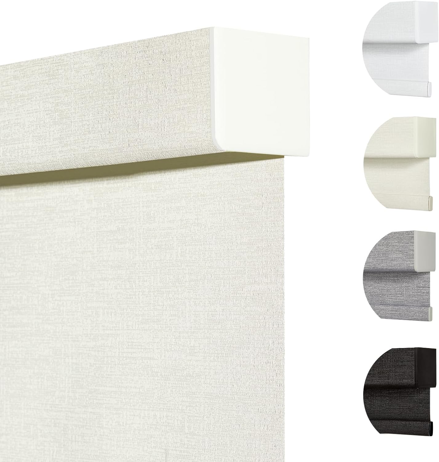Persilux Blackout Shades for Windows Cordless Roller Blinds, Roller Windows Shades for Home with Fabric Attached Valance, UV Protections Easy Installation for Door/Office, Limestone(45.5" W x 64" H)