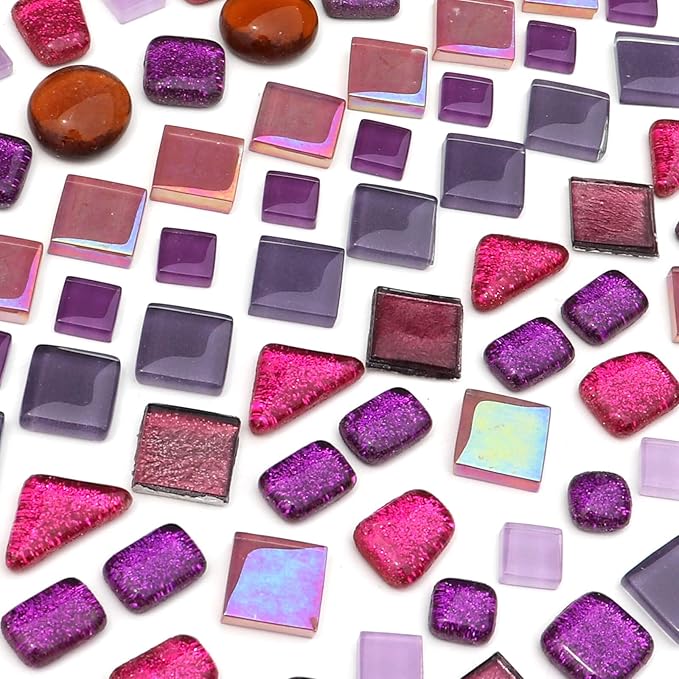 LITMIND Assorted Purple Irregular Crystal Mosaic Tiles, 9oz Value Pack - Perfect for Art Crafts, Mosaic Making Projects, Home Decor, and More
