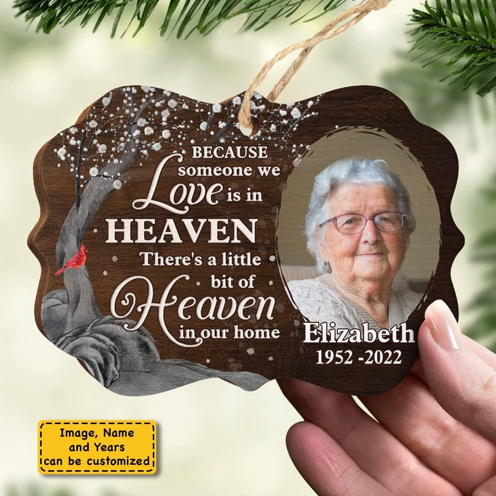 Pawfect House Custom Photo Wood Ornament, Personalized Christmas Memorial Sympathy Gifts for Loss of Dad, Mom, A Little Bit of Heaven in Our Home, Bereavement Gifts for Loss of Loved One