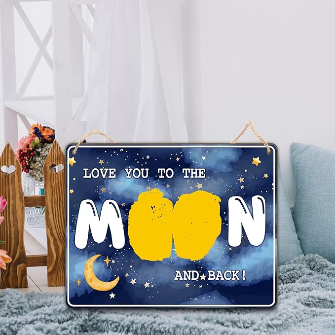 Baby's First Valentine Hanging Sign, DIY 1st Valentines Bottom Butt Print Footprint Keepsake, DIY Butt Print Wood Sign, Art Craft for Babies Kids Todders, Photo Props Gift for Baby, New Dad, New Mom