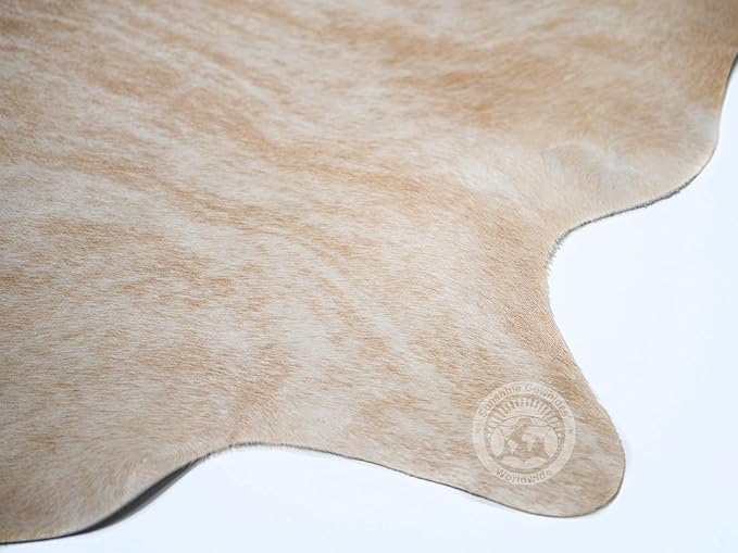 Sunshine Cowhides 100% Genuine Exotic Beige Palomino Cowhide Rug - Modern Style Animal Skin Rug & Floor Carpet for Living Room, Bedroom, Kitchen & More - Extra Large (6x7-8 Ft.)