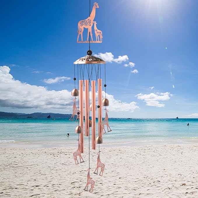 JOBOSI Brass Giraffe Wind Chime, for Women,Giraffe Wind Chime Outdoor, Handmade Metal Garden Wind Chimes,Melodic Weatherproof, Gift for Mom/Grandma