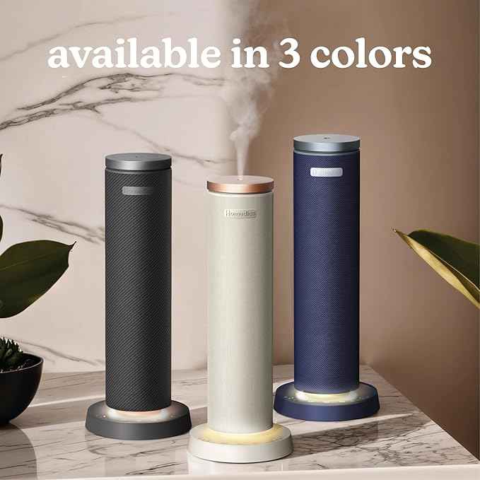 Homedics SereneScent Waterless Essential Oil Diffuser, Cordless Rechargeable Aromatherapy Diffuser for Home, Large Room Scent Machine, Timer, App Control, 6 LED Lights, No Water Needed, Future Dusk
