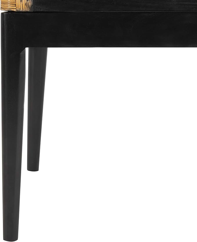 SAFAVIEH Home Collection - Gianni Brown & Black Solid Wood Rattan Arm Chair, Tropical Coastal Accent Seating for Living Room or Dining Space (SEA4011A)