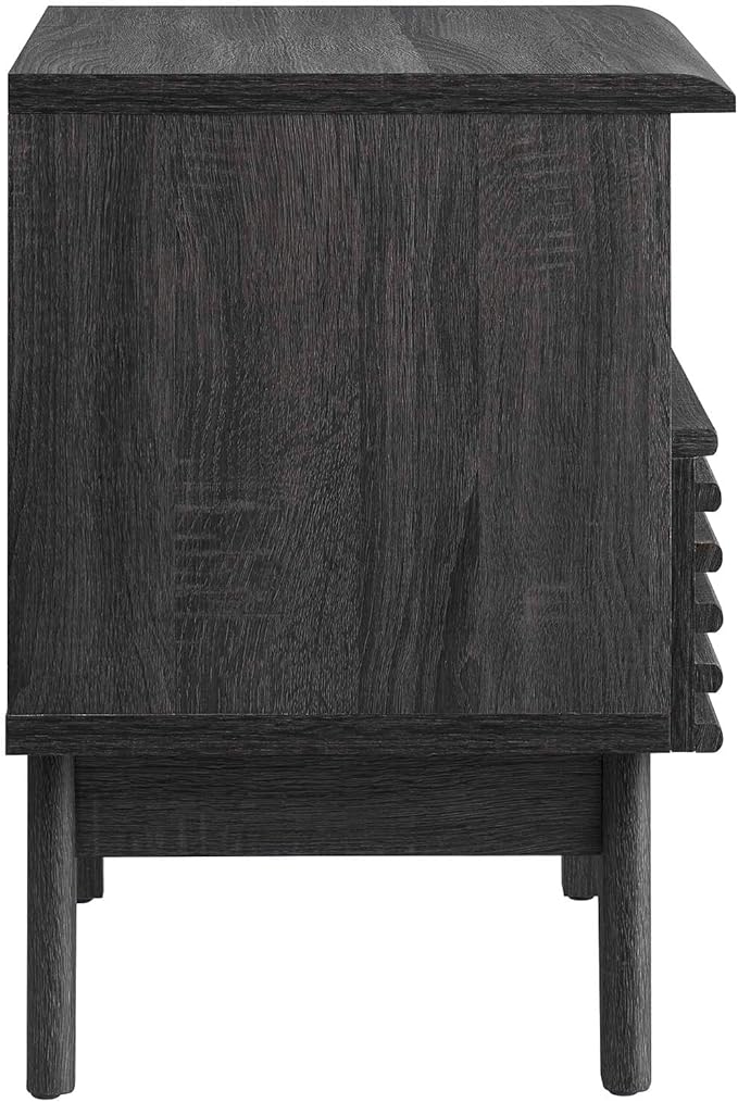 Modway Render Mid-Century Modern, One-Drawer Nightstand, Charcoal