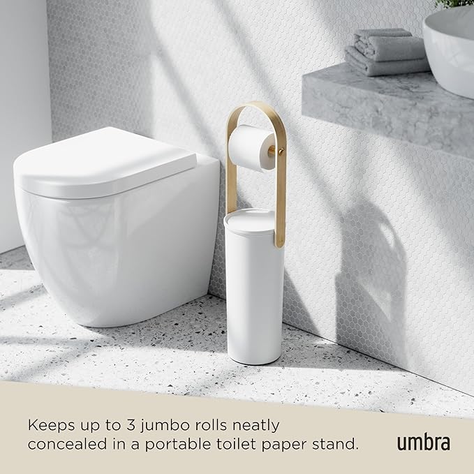 Umbra Bellwood Toilet Paper Stand Holder with Reserve Storage Compartment for 3 Rolls