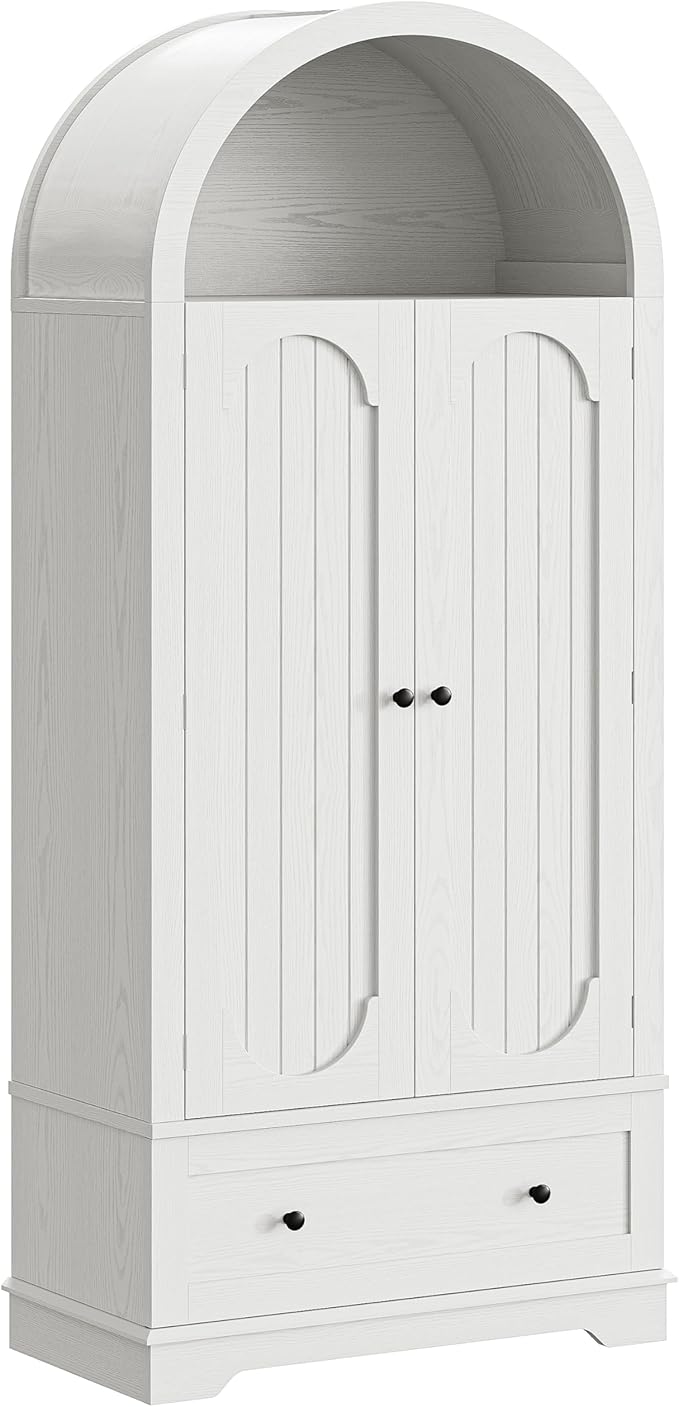 IRONCK 70.9" Tall Arched Kitchen Pantry, Kitchen Cabinet with Large Drawer, Adjustable Shelves, Arched Open Shelving, 2 Doors with Storage Shelves, Modern Versatile Cupboard for Kitchen, Dining Room