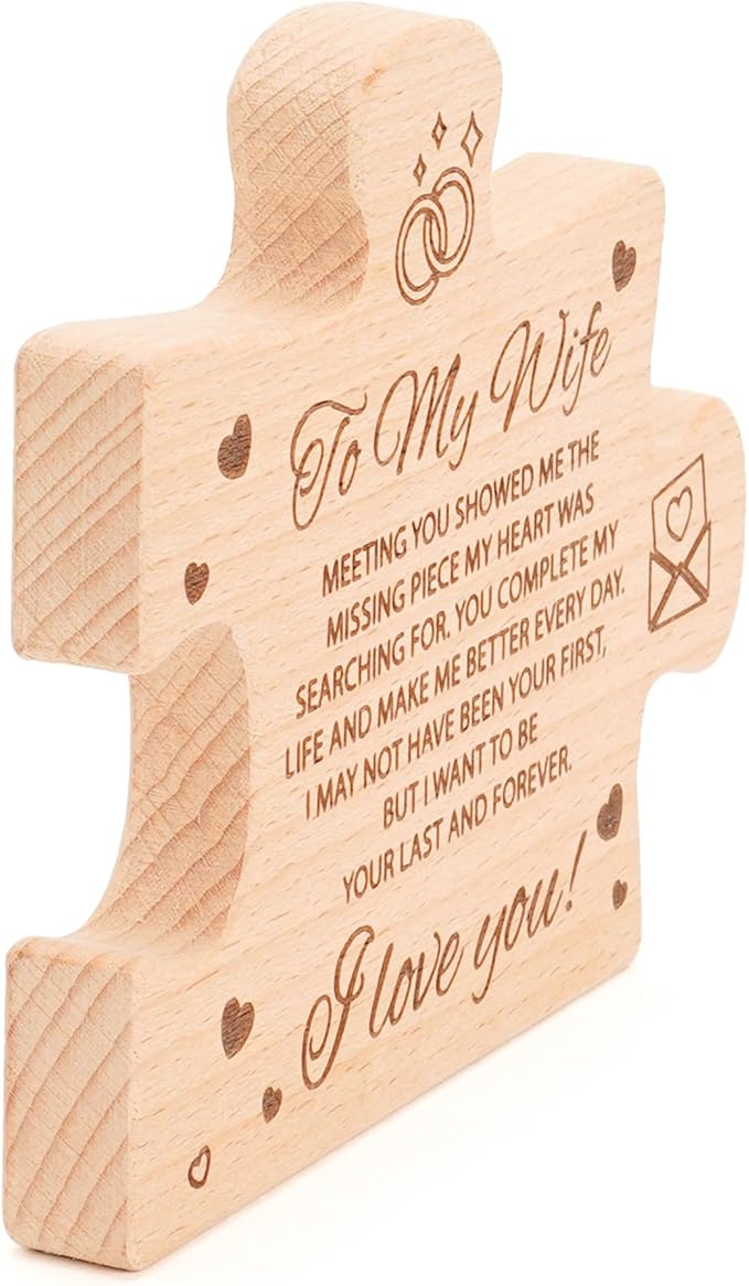 to My Wife Mothers Day Romantic Gifts for Wife from Husband - Wife Presents for Mothers Day Birthday Valentines Day Wedding Anniversary Family Christmas Decoration, Natural Wood Decor