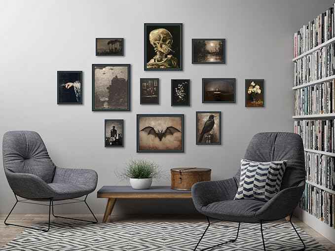 liflikwall Gothic Home Decor Edge Witch Wall Art,Dark Academy Room Decoration,Vintage Wall Art,Retro Minimalist Decorative Aesthetics,Home Living Room Bedroom Decoration (Unframed)