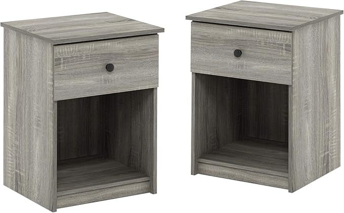 Furinno 219153GYW Lucca Nightstand, 2-Pack, French Oak Grey