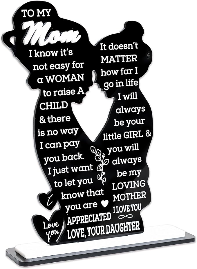 Mom Gift from Daughter Acrylic Plaque – Mother Daughter Gift, Mothers Day Gifts for Mom, Best Presents for Moms, Best mom Ever Gifts, Mothers Day Decor for Mother's Day