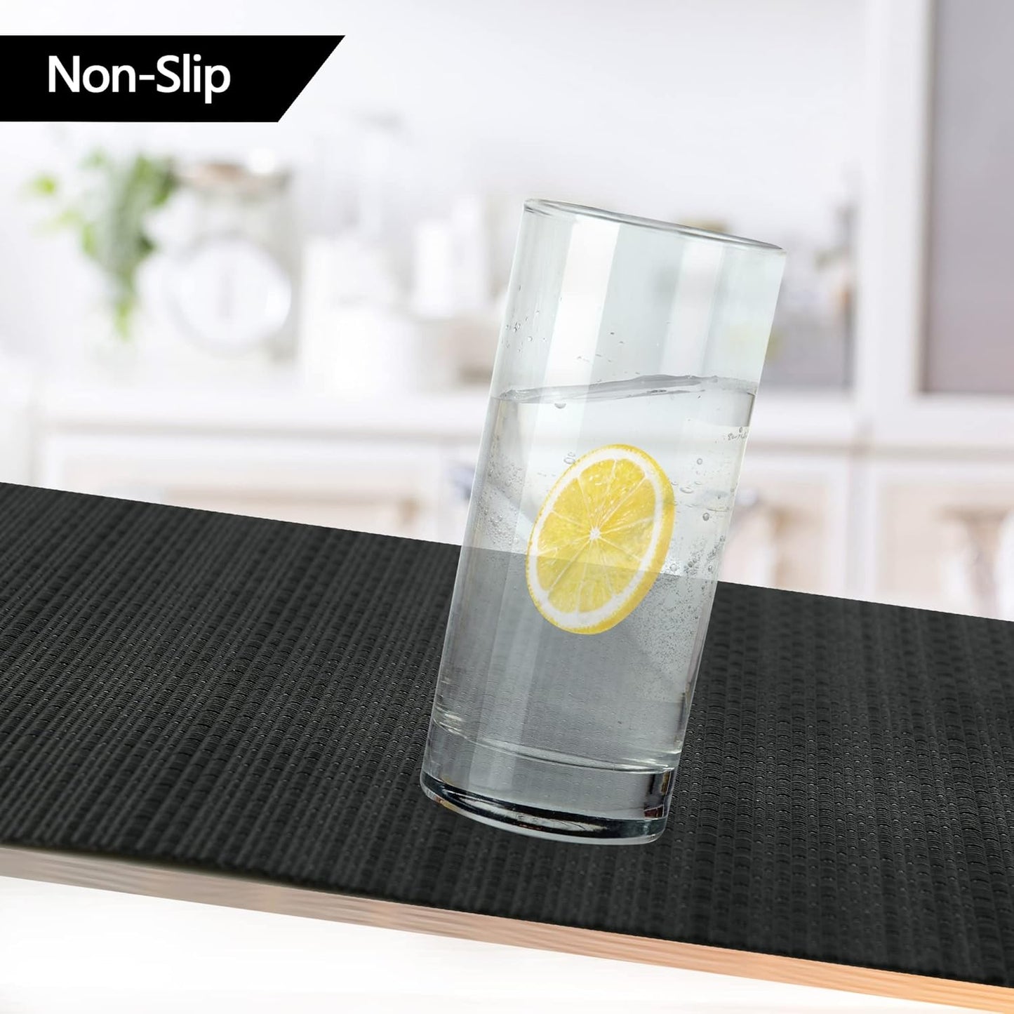 Black Placemats Set of 4 - Easy Clean Washable Vinyl Placemats - Wipeable Heat Proof Table Mats for Dining Table - 17x12 Inch (Pure Black, 4)