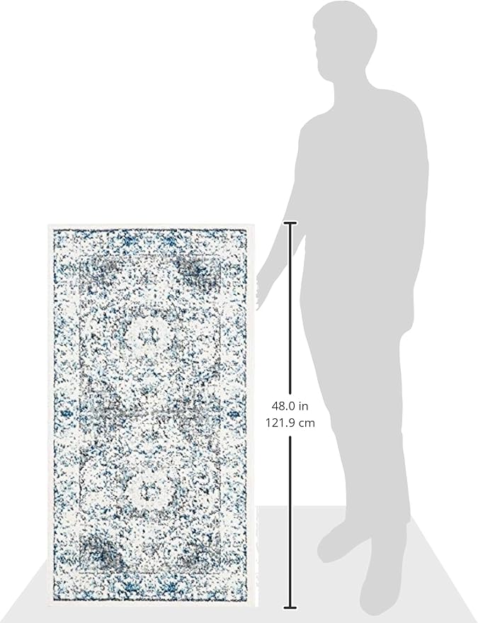 SAFAVIEH Evoke Collection Accent Rug - 2'2" x 4', Ivory & Grey, Shabby Chic Oriental Medallion Design, Non-Shedding & Easy to Clean, Ideal for Foyer, Kitchen, Entryway (EVK220D)
