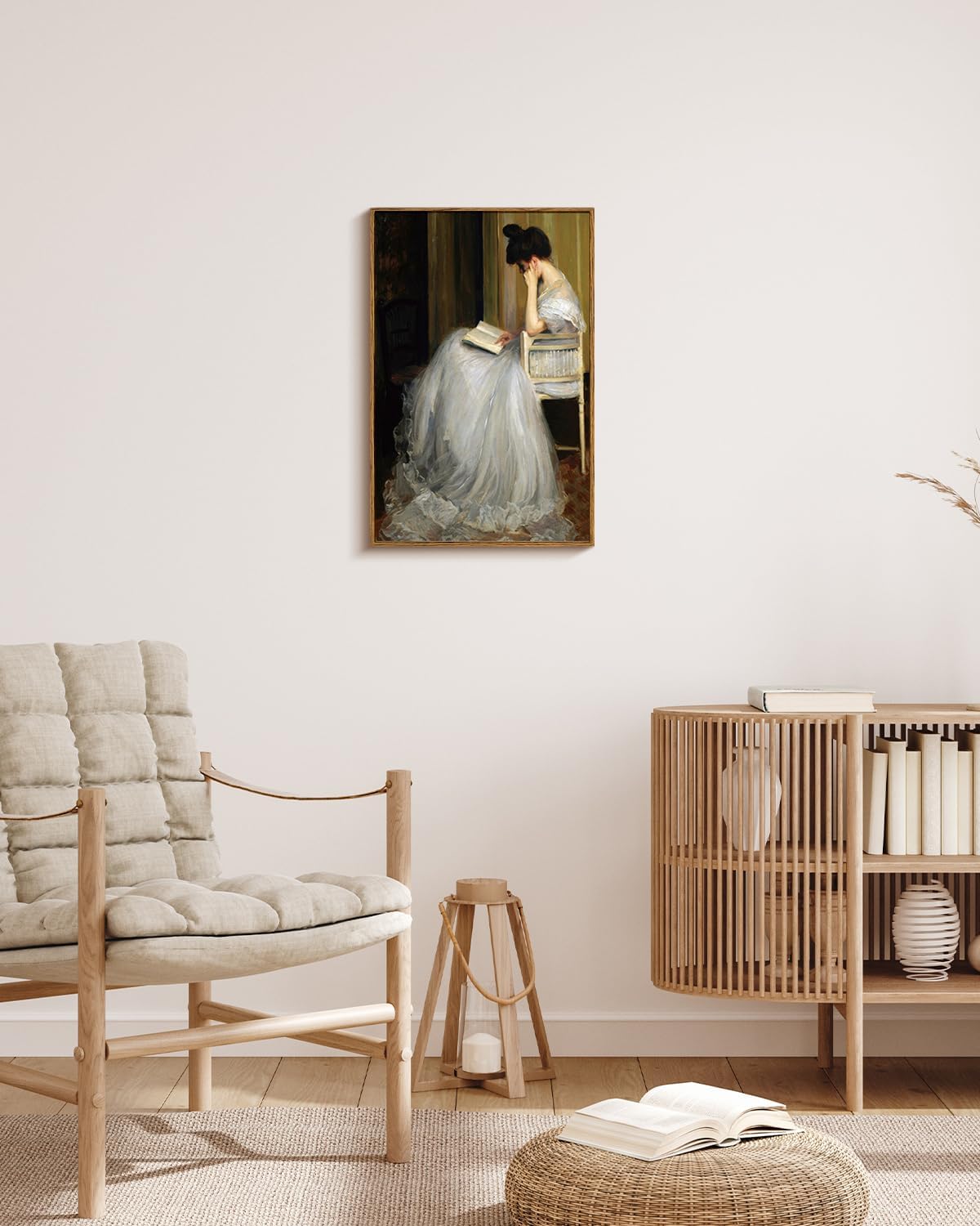 VIYYIEA Framed Canvas Wall Art Home Decor Portrait Art for Living Room Women Reading Pictures Bedroom Bathroom Wall Decor Mid Century Lady Oil Painting Room Decor Vintage Prints Aesthetic 16x24in