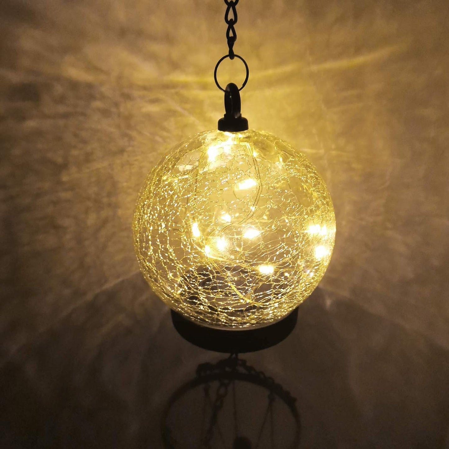 Wind Chimes Outdoor Solar Lights, 42 Inch Large Sympathy Chime 15 LED Twinkle Warm White Crackled Glass Sphere Ball Hanging Lantern Birthday Gifts for Decorative in Garden, Yard, Patio, Landscape