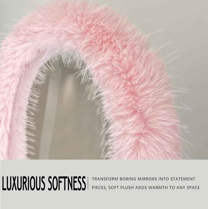 Fluffy Mirror Frame Cover for Arched & Full-Length Mirrors (59"x16") – Stretchy, Non-Slip Fit, 6 Neutral Colors – Soft & Durable Décor (Mirror Not Included)