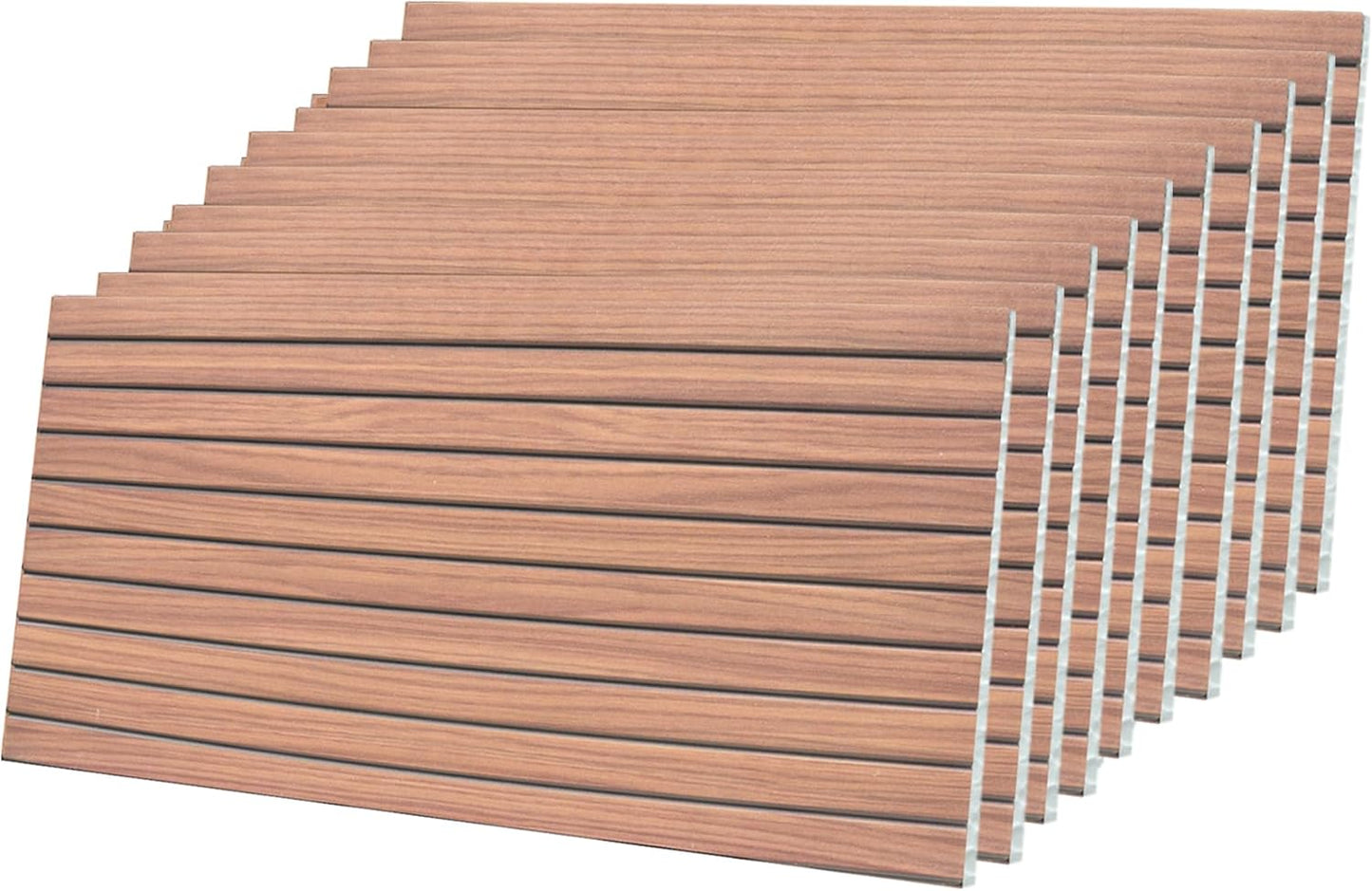 IZODEKOR 3D Wood Effect Styrofoam Wall Panels - Faux Wood Look Wall Panels for Living Room - Fake Acoustic Wood Slat Wall Panels - Pack of 10, Covers 50 sq ft.