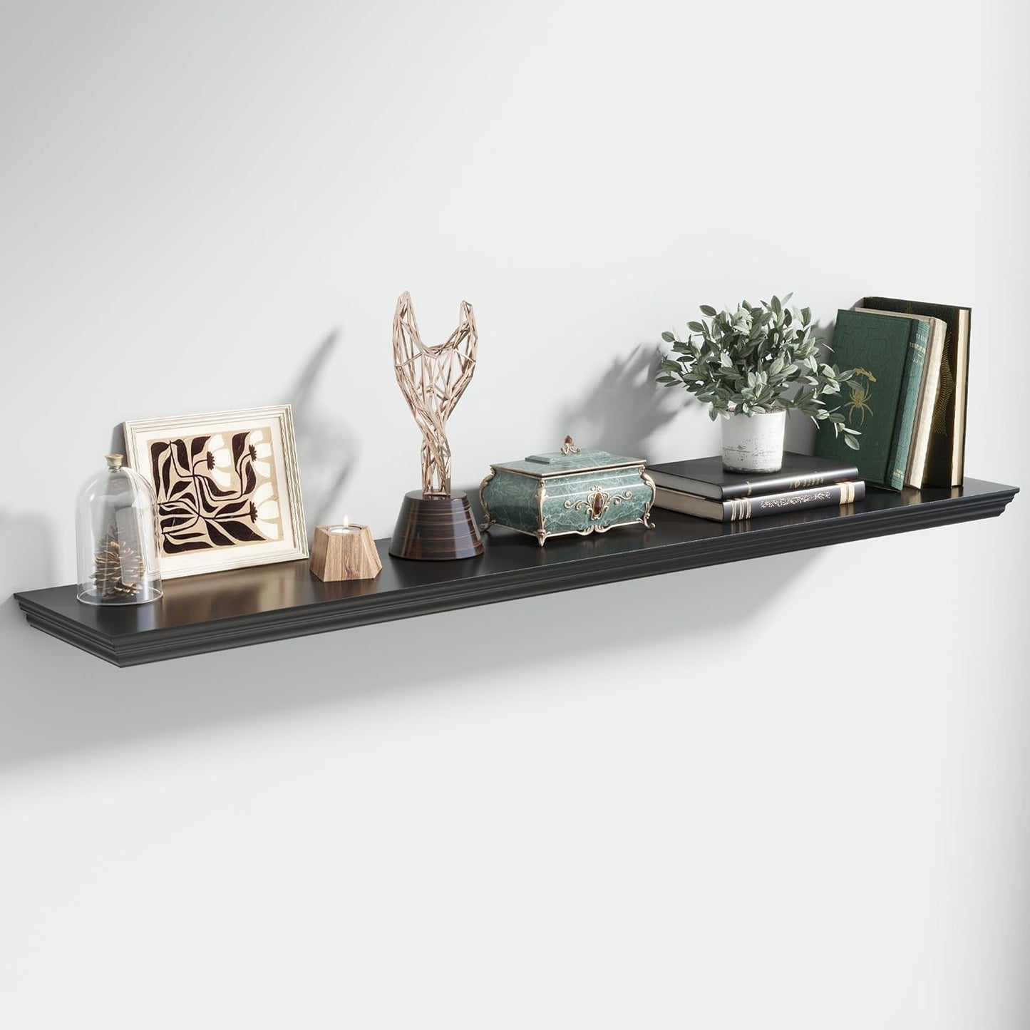 Floating Shelves for Wall, 55 Inch Long Wall Mounted Black Hanging Shelf for Kitchen, Living Room, Office, Bedroom, Bathroom, Retro Vintage Wood Bookshelf for House Decor - Décor Diaries