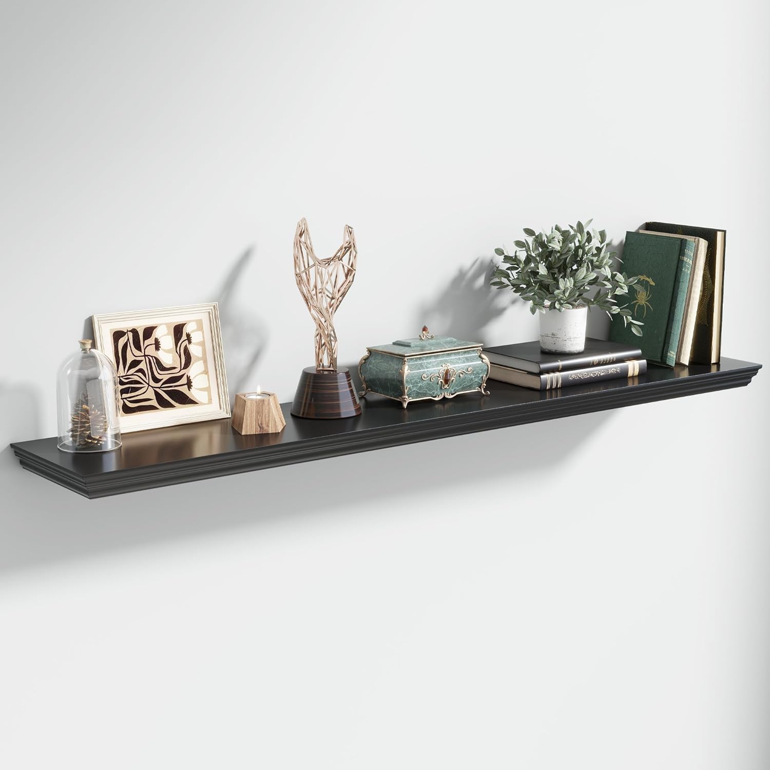 Floating Shelves for Wall, 55 Inch Long Wall Mounted Black Hanging Shelf for Kitchen, Living Room, Office, Bedroom, Bathroom, Retro Vintage Wood Bookshelf for House Decor - Décor Diaries