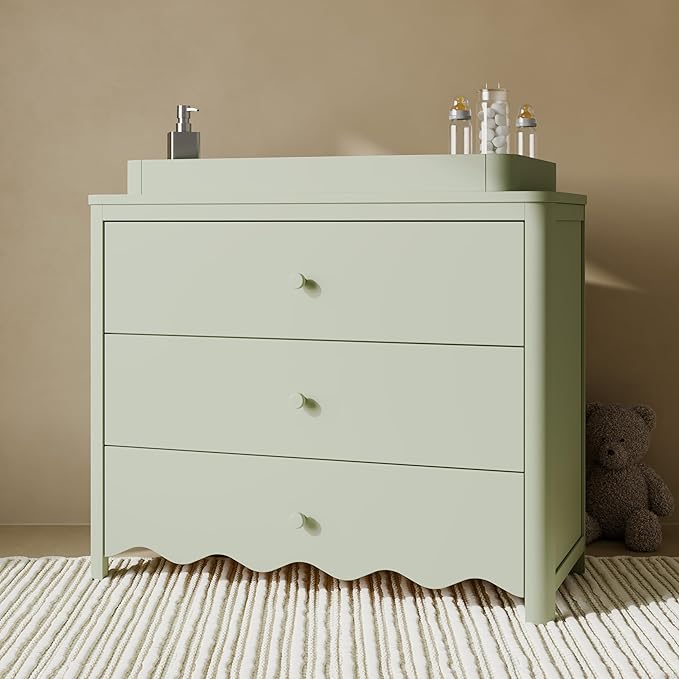 Storkcraft Casablanca 3 Drawer Chest with Removable Changing Topper (Sage) – GREENGUARD Gold Certified Wood Dresser for Baby & Kids, Interlocking Drawer System for Safety