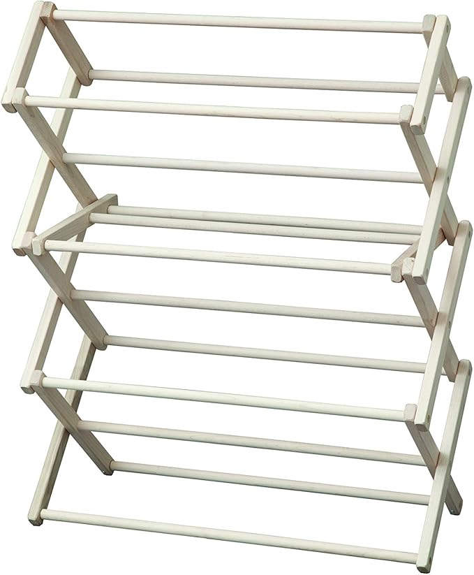 Peaceful Classics Wooden Laundry Rack - Amish Handmade Wooden Clothes Drying Rack - Foldable Drying Rack for Towel, Blanket, Linen Household Essentials - for Indoor Or Outdoor Use (38" x 30" x 13")