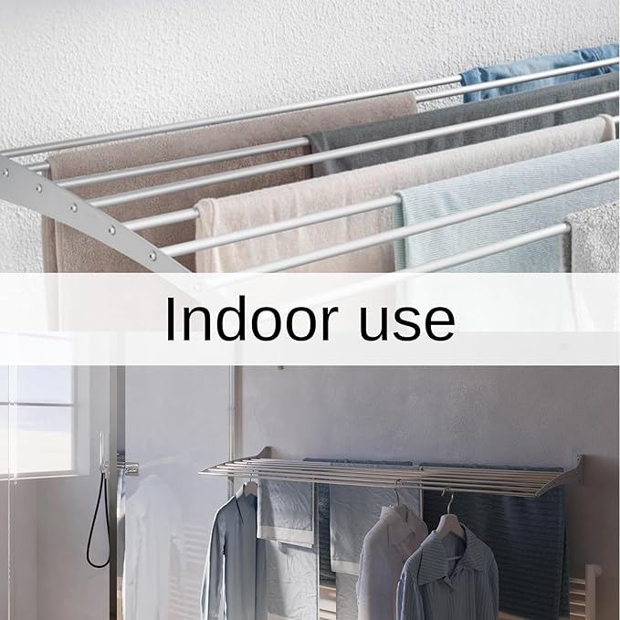 foxydry Fold, Wall Drying Rack, Vertical Drying Rack for Indoor and Outdoor Aluminium and Steel (Grey - Closing Down, 2X Fold 80)