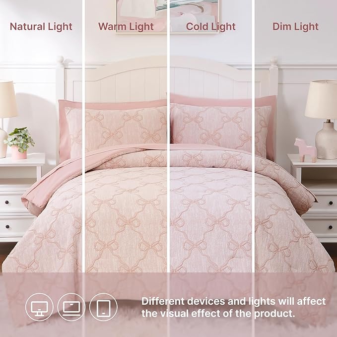 Twin Comforter Set with Sheets for Girls-5 Pieces Twin Bedding Sets with Pink Comforter, Sheets, Pillowcase & Sham for Kids (Pink Diamond, 66" X 86")