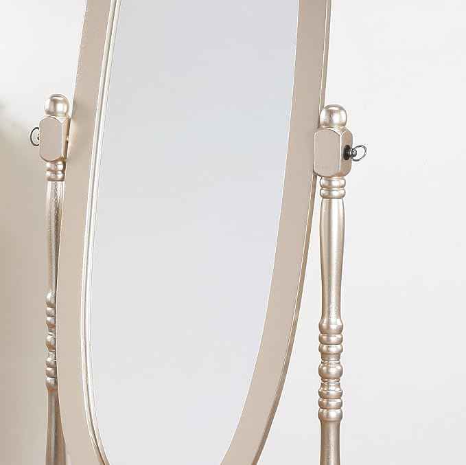Roundhill Furniture Queen Anna Style Floor Cheval Mirror, Gold