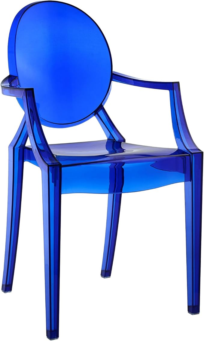 Modway EEI-121-BLU Casper Modern Acrylic Stacking Kitchen and Dining Room Arm Chair in Blue - Fully Assembled