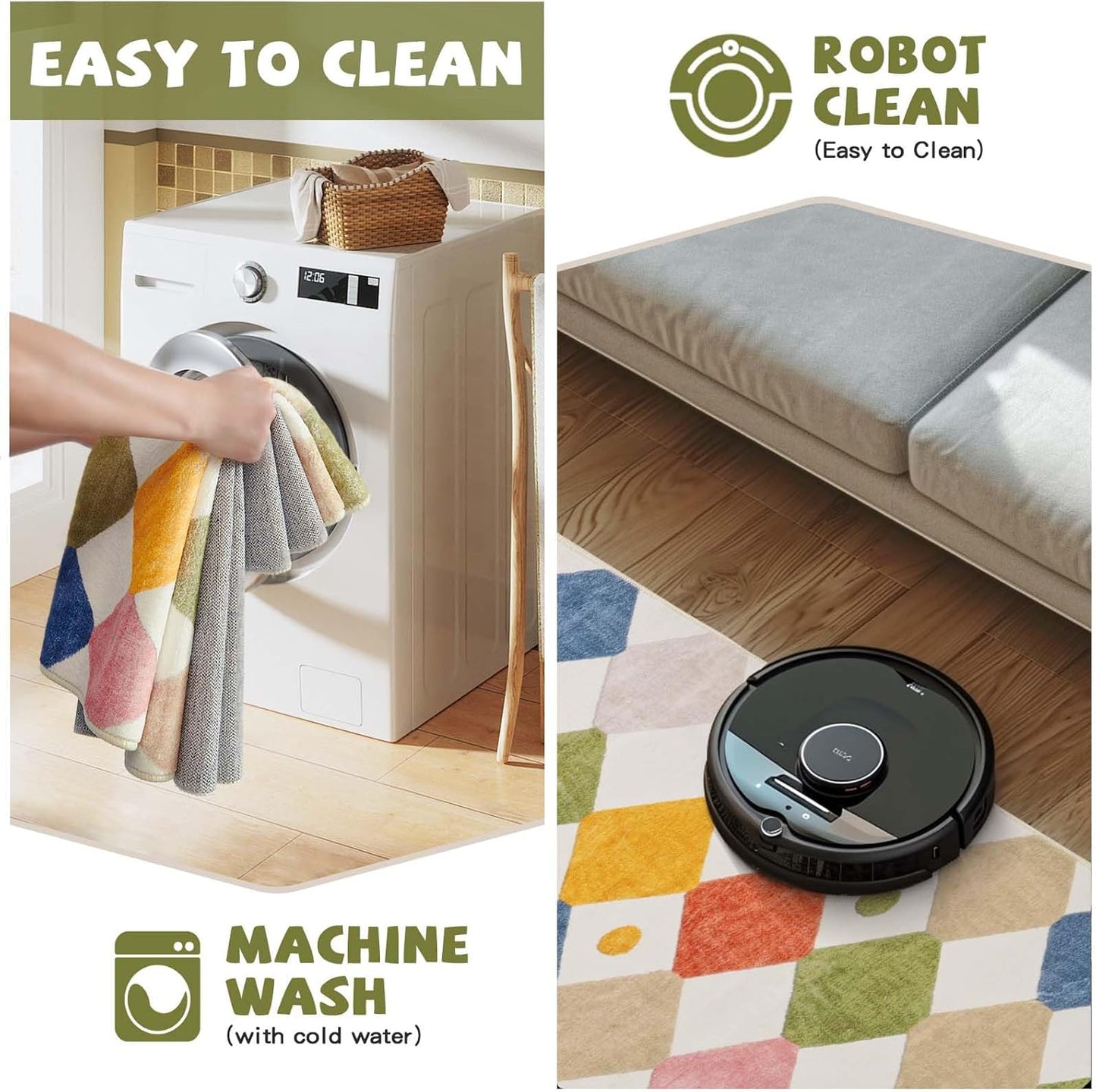 jinchan Area Rug 4x6 Kids Washable Indoor Floor Cover Non-Slip Modern Soft Rug Elementary School Classroom Colorful Diamond Carpet for Nursery Playroom Daycare Bedroom Living Room Circus on Cream