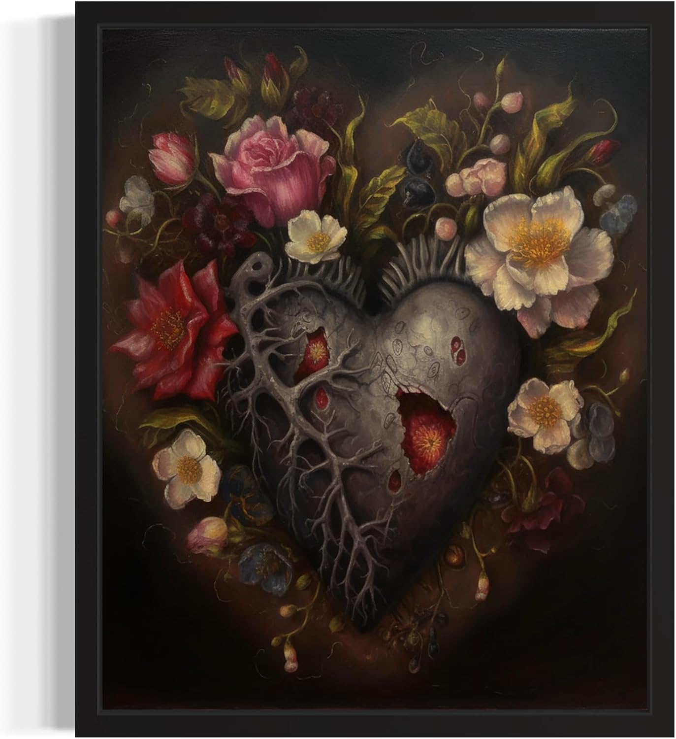Gothic Heart Poster Art Print, Halloween Scary Vintage Wall Art Academia Spooky Painting Decoration for Horror Prints, Posters Bedroom Decor 89 (Gothic Heart, 8 x 10 inches, Unframed)