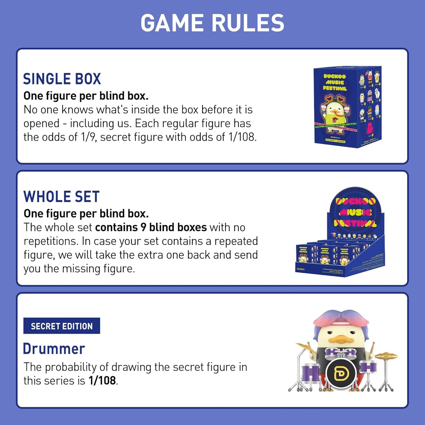 POP MART DUCKOO Music Festival Series Blind Box Figures, Random Design Action Figures Collectible Toys Home Decorations, Holiday Birthday Gifts for Girls and Boys, Whole Set