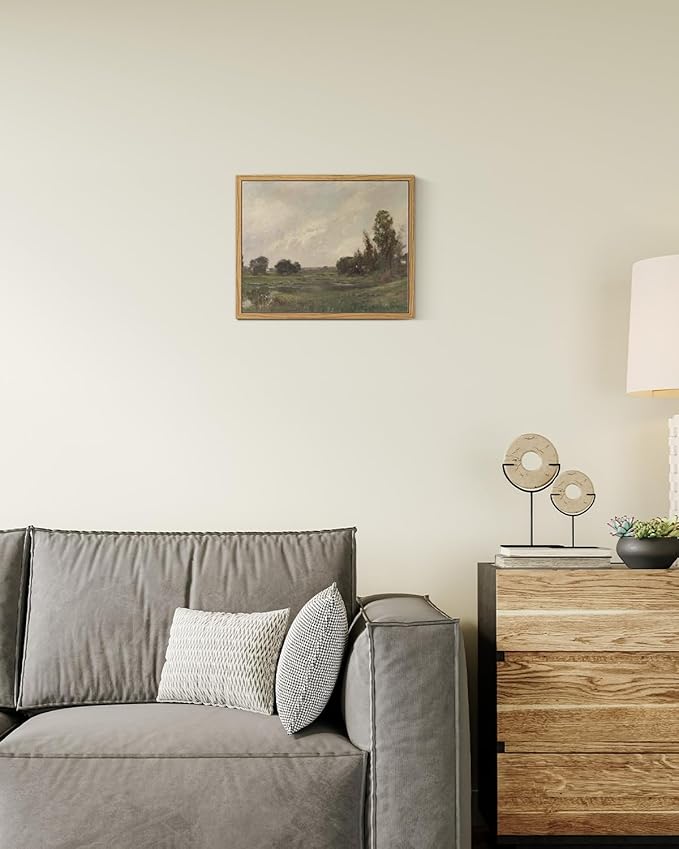 InSimSea Framed Canvas Wall Art, Vintage Landscape Art for Living Room Hallway Shelf, 10x8in, Impressionist French Countryside Painting, Rustic Farmhouse Cozy Mid Century Small Nature Decor