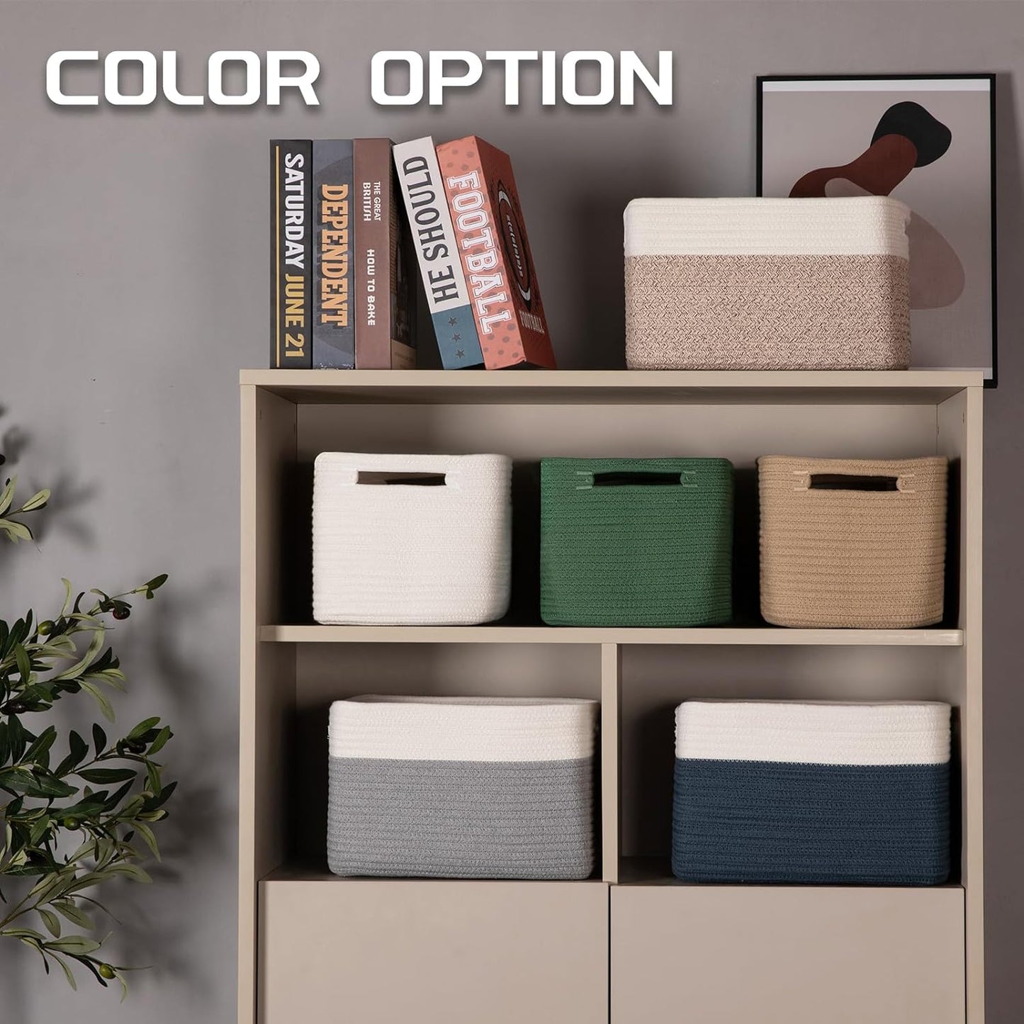 4 Pack Storage Baskets for Organizing, Woven Baskets for Shelves - Perfect for Toys, Books, Towels, and Clothes, Durable Gift Basket Bins Toy Storage, 12.7''L x9''W x7.8''H, White