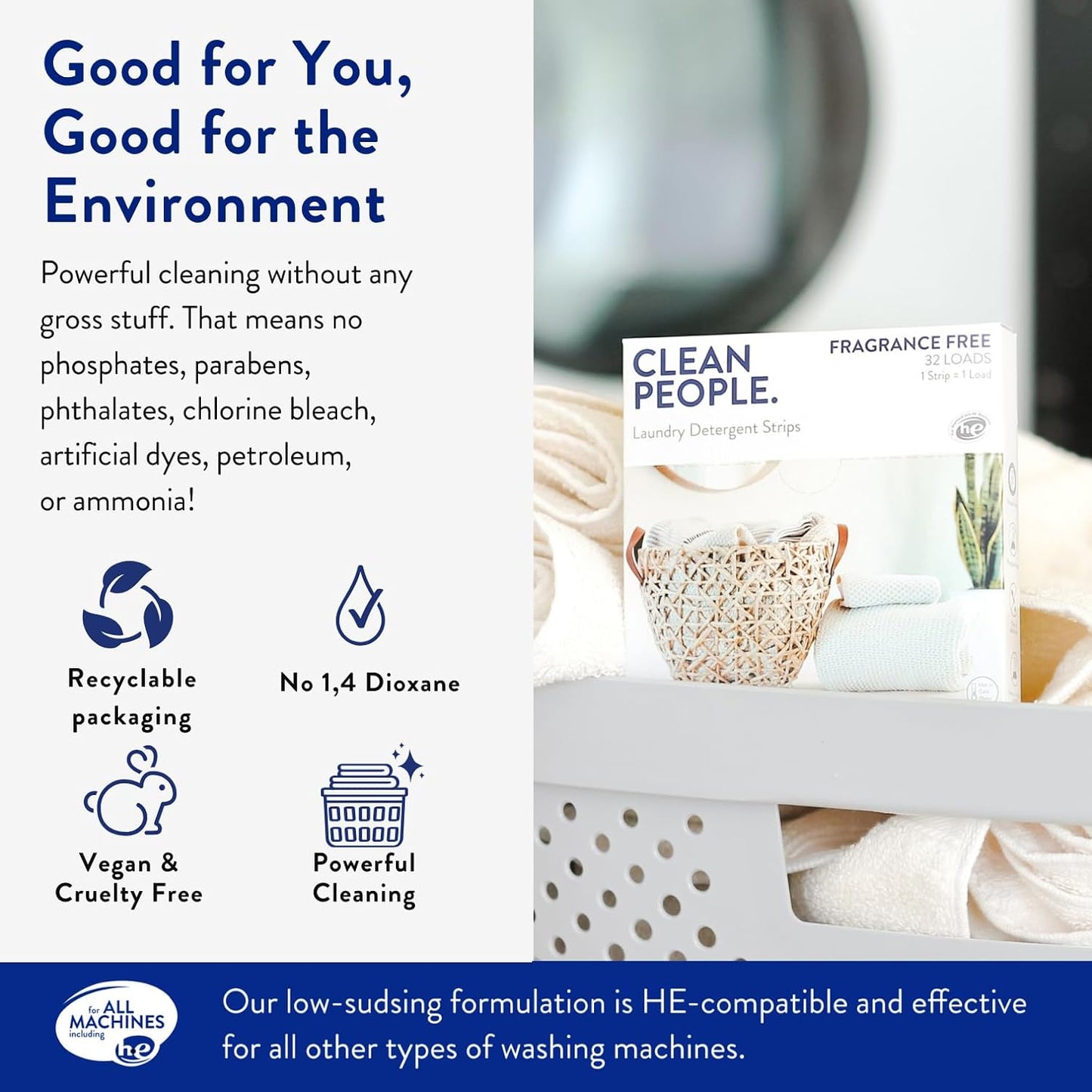 The Clean People Laundry Detergent Sheets - Laundry Soap - Ultra Concentrated, Recyclable Packaging, Stain Fighting - Peppermint, 192 Pack