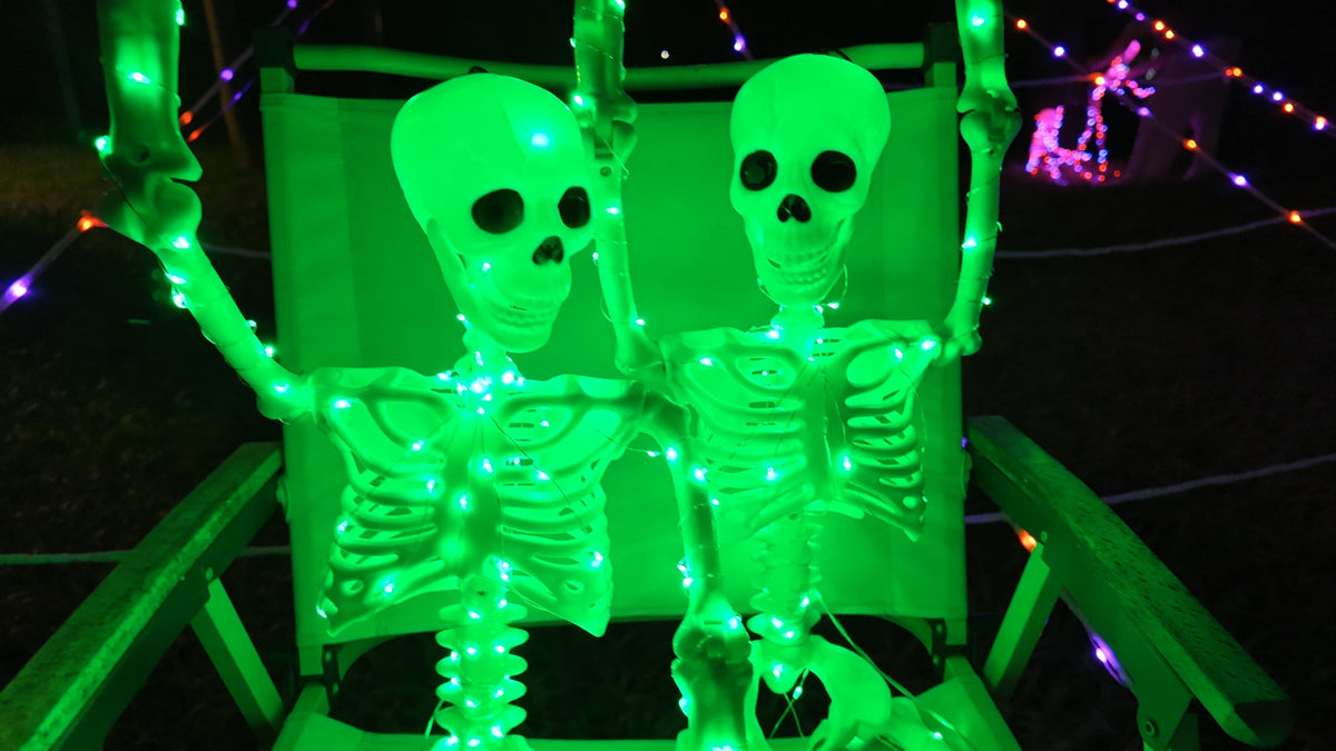 2Pack36 Halloween Lighted Skeleton Deco (Green Light)